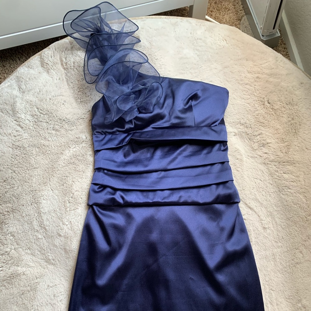 Navy blue satin dress